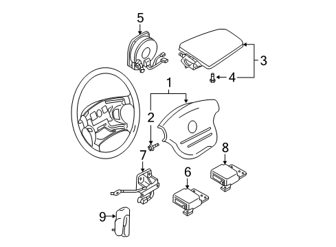 2001 Nissan Sentra Air Bag Components Sensor-Side AIRBAG, RH Diagram for 98830-4Z025