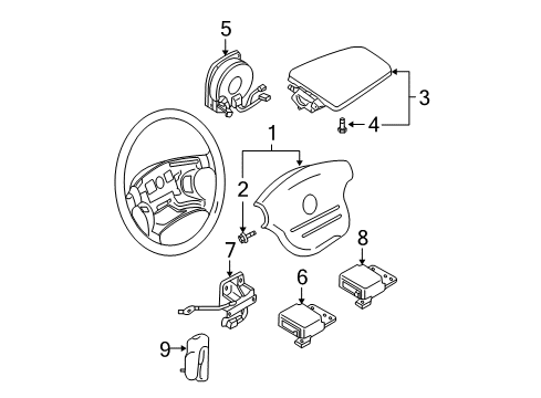 2001 Nissan Sentra Air Bag Components Sensor-Side AIRBAG Center Diagram for 98820-4Z225