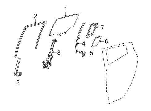 2012 Acura ZDX Rear Door Runchannel, Right Rear Door Diagram for 72735-SZN-A01