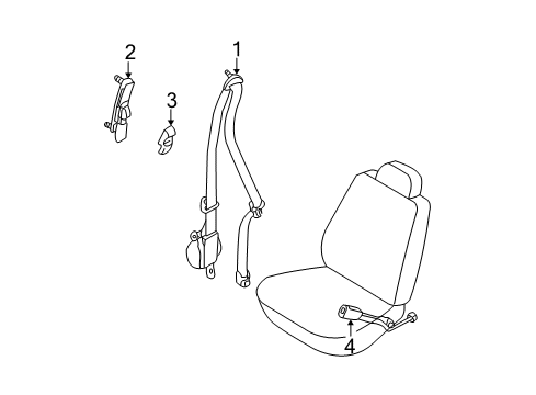 1999 Nissan Pathfinder Seat Belt Rear Seat Tongue Belt Assembly, Right Diagram for 88844-1W602