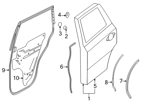 2015 Infiniti QX60 Rear Door Door Rear LH Diagram for 82101-3JC0A