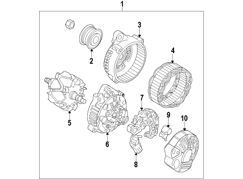 2012 Hyundai Genesis Coupe Alternator Generator Assembly Diagram for 37300-3C180