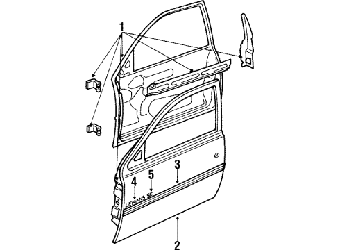 1989 Pontiac LeMans Front Door MOLDING, Front Side Door Diagram for 90179828