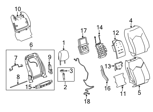 2015 Cadillac SRX Driver Seat Components Seat Back Cover Diagram for 22893011