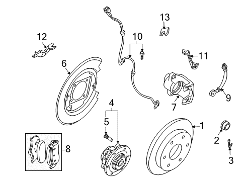 2005 Nissan Armada Rear Brakes Bracket-Antiskid Sensor Diagram for 47960-7S000