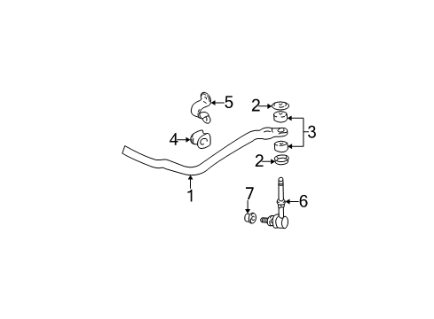 2002 Toyota Tacoma Stabilizer Bar & Components - Front Stabilizer Bar Cushion Diagram for 90948-01061