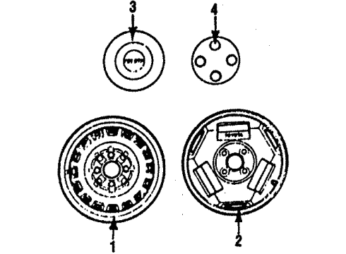 1985 Toyota MR2 Wheels Hub Cap Diagram for 42603-17010