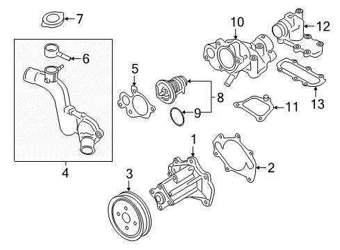 2016 Infiniti Q70L Water Pump Seal O Ring Diagram for 21049-AD22A