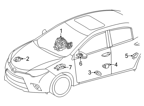 2014 Toyota Corolla Air Bag Components Passenger Inflator Module Diagram for 73960-02170