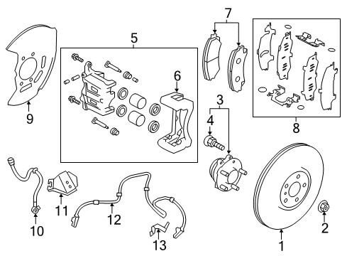2021 INFINITI Q60 Front Brakes Bracket-Sensor Diagram for 47961-4GA0A