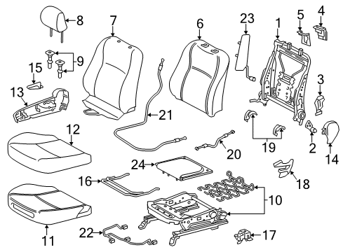 2014 Toyota Yaris Passenger Seat Components Cushion Cover Diagram for 71071-0DK50-C0