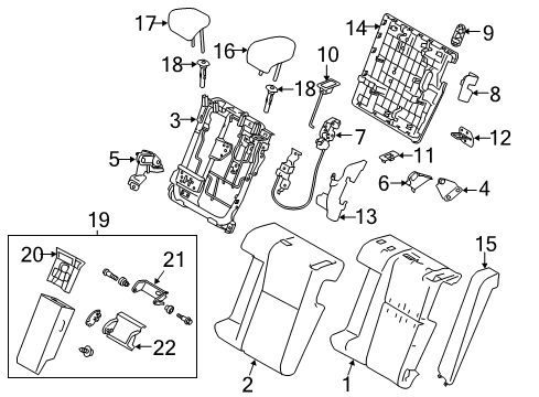 2020 Lexus IS300 Rear Seat Components Rear Seat Armrest Assembly Diagram for 72830-53200-F2