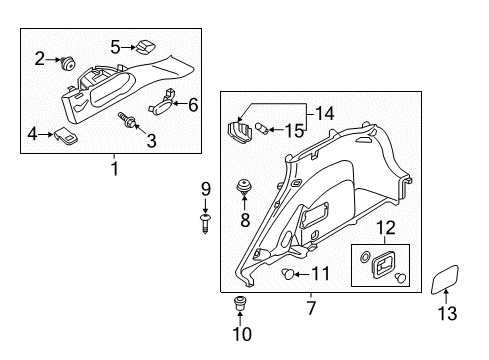 2019 Kia Niro Interior Trim - Quarter Panels Guide Seat Belt Diagram for 85735G5000