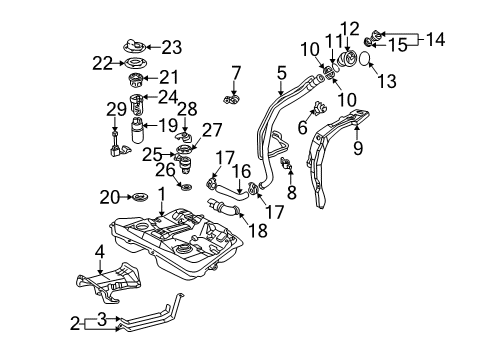 2004 Pontiac Vibe Fuel Supply Clamp, Fuel Tank Filler Pipe *Natural Diagram for 88971541