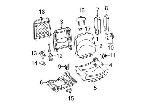 2004 Mercury Grand Marquis Front Seat Components Seat Cushion Pad Diagram for 4W7Z-54632A22-AB