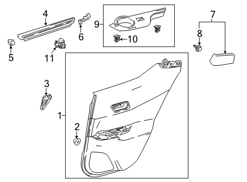 2019 Toyota C-HR Rear Door Door Trim Panel Support Bracket Diagram for 67625-F4010