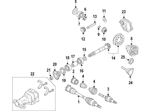 2018 Nissan Armada Rear Axle, Axle Shafts & Joints, Differential, Drive Axles, Propeller Shaft Gear Set-Final Drive Diagram for 38100-1LC1A