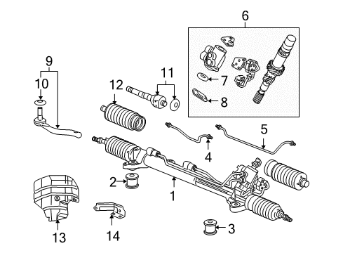 2010 Acura RL Steering Column & Wheel, Steering Gear & Linkage Body Unit, Valve Diagram for 53640-SJA-A04