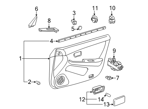 1997 Lexus ES300 Front Door Panel Assy, Front Door Armrest Base, RH Diagram for 74230-33010