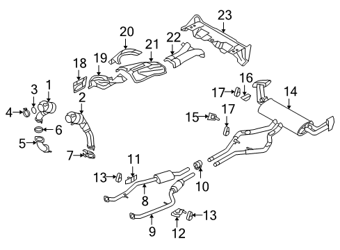 2010 BMW X6 Exhaust Components, Exhaust Manifold Holder Catalytic Converter Near Engine Diagram for 18327595542