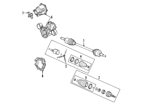 2007 Chevrolet Equinox Rear Axle Shafts & Joints, Differential, Drive Axles, Propeller Shaft Front & Rear Propeller Shaft Kit Diagram for 19259831