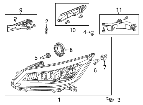 2017 Honda Accord Headlamps W-Headlight Assembly-, Driver Side Diagram for 33150-T2A-A33