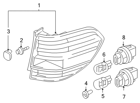 2009 Honda Odyssey Bulbs Lamp Unit, R. Tail Diagram for 33501-SHJ-A51