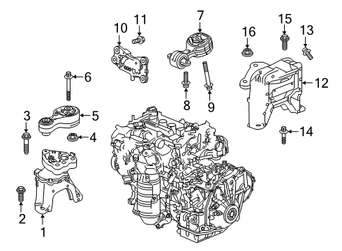 2019 Honda Accord Engine & Trans Mounting Bracket, Torque Rod Diagram for 50690-TWA-A51