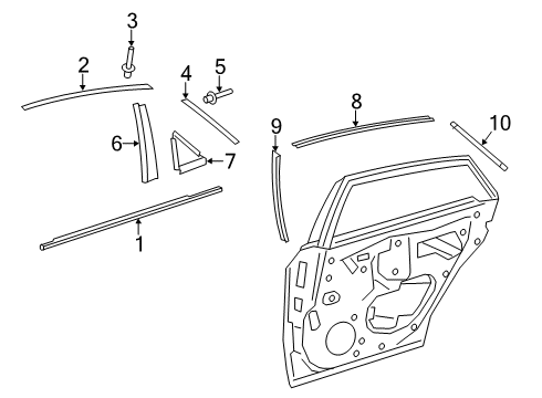 2019 Toyota Avalon Exterior Trim - Rear Door Applique Diagram for 75761-07030