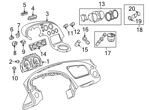 2008 Pontiac Solstice Cluster & Switches Hazard Switch Diagram for 22666422