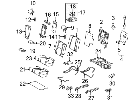 2022 Toyota 4Runner Second Row Seats Seat Back Frame Diagram for 71018-35140