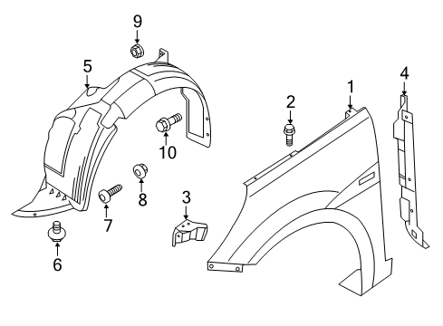 2012 Hyundai Accent Fender & Components Front Wheel Guard Assembly, Right Diagram for 86812-1R000