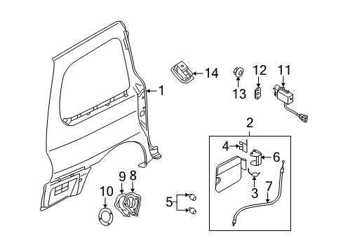 2005 Kia Sedona Fuel Door Packing-Fuel Pipe, A Diagram for 0K55242452