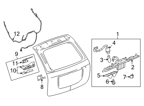 2009 Pontiac Torrent Lift Gate - Lock & Hardware Release Switch Diagram for 10322831