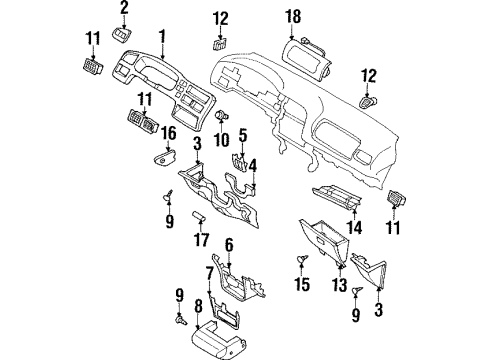 1995 Honda Passport Instrument Panel Cylinder Assy., Glove Box Lock(W/Key) Diagram for 5-87410-341-1