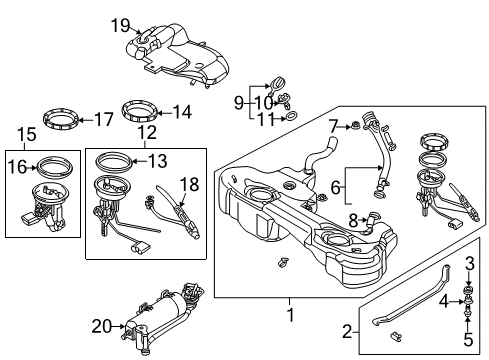 2002 BMW 330Ci Fuel System Components Fuel Pump Assembly, Right Diagram for 16146766942