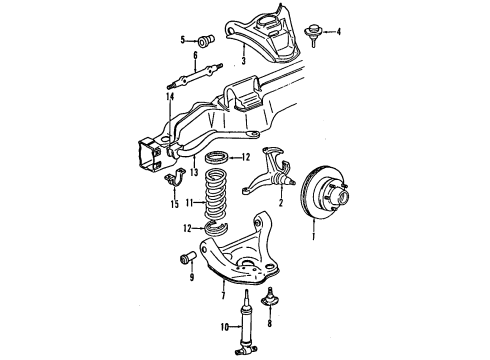 1999 GMC Sonoma Front Suspension Components, Lower Control Arm, Upper Control Arm, Stabilizer Bar, Torsion Bar Front Lower Control Arm Assembly Diagram for 15988034