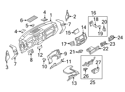 2009 Ford F-350 Super Duty Instrument Panel Cup Holder Diagram for 8C3Z-2513562-AE