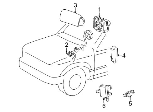 2001 Ford Explorer Sport Air Bag Components Side Impact Sensor Diagram for YL2Z-14B345-AB