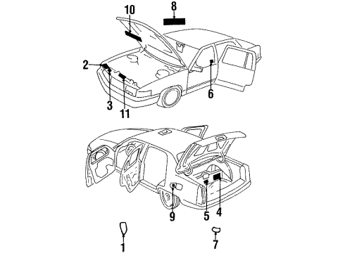 1995 Cadillac DeVille Information Labels Info Label Diagram for 1641395