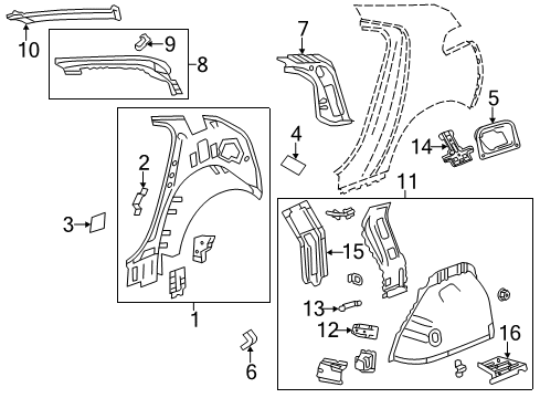 2015 Chevrolet Volt Inner Structure - Quarter Panel Filler Panel Diagram for 20890561