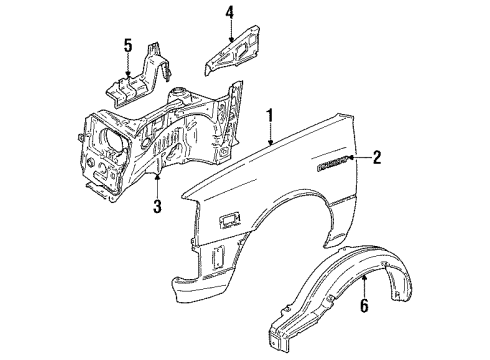 1987 Chevrolet Sprint Fender & Components, Structural Components & Rails Panel, Front Wheelhouse Diagram for 96056987