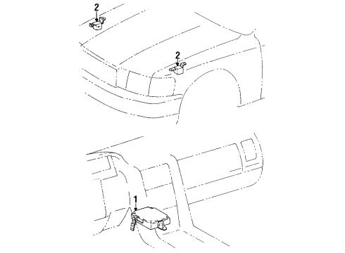 1990 Lexus LS400 Air Bag Components Sensor,Air Bag Front Diagram for 89173-59026