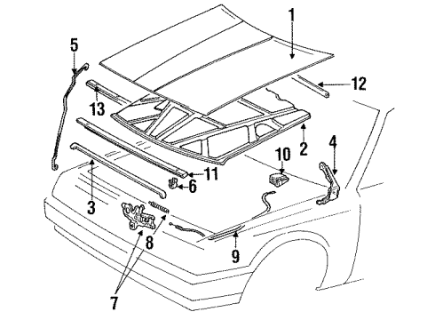 1991 Lexus ES250 Hood & Components Cable Assy, Hood Lock Control Diagram for 53630-32060