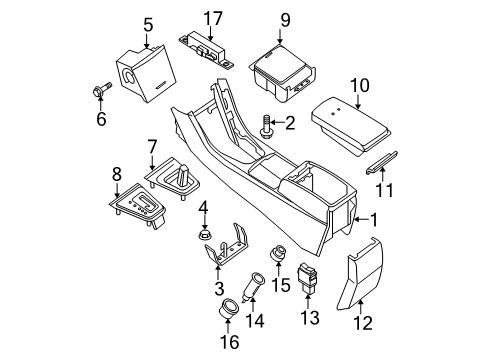 2008 Nissan Altima Center Console Cup Holder Assembly Diagram for 68430-JA00A