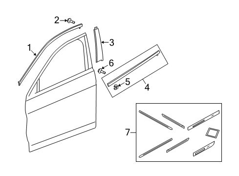 2010 Acura ZDX Exterior Trim - Front Door Molding Assembly, Right Front Dr Diagram for 72410-SZN-A01