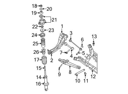 2009 Dodge Caliber Rear Suspension Components, Lower Control Arm, Upper Control Arm, Stabilizer Bar ISOLATOR-Rear Suspension Spring Diagram for 5085505AD