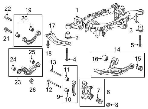 2014 Buick Regal Rear Suspension Components, Lower Control Arm, Upper Control Arm, Stabilizer Bar Lower Brace Bolt Diagram for 11589351