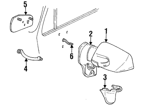 1990 Chevrolet V3500 Outside Mirrors Gasket Kit, Osrv Mirror LH Diagram for 15637495