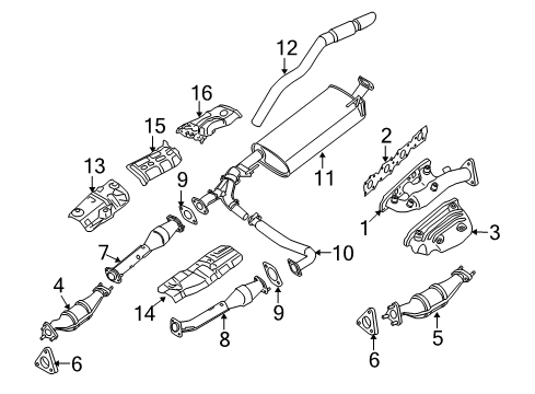 Diagram for 2008 Nissan Xterra Exhaust Components 